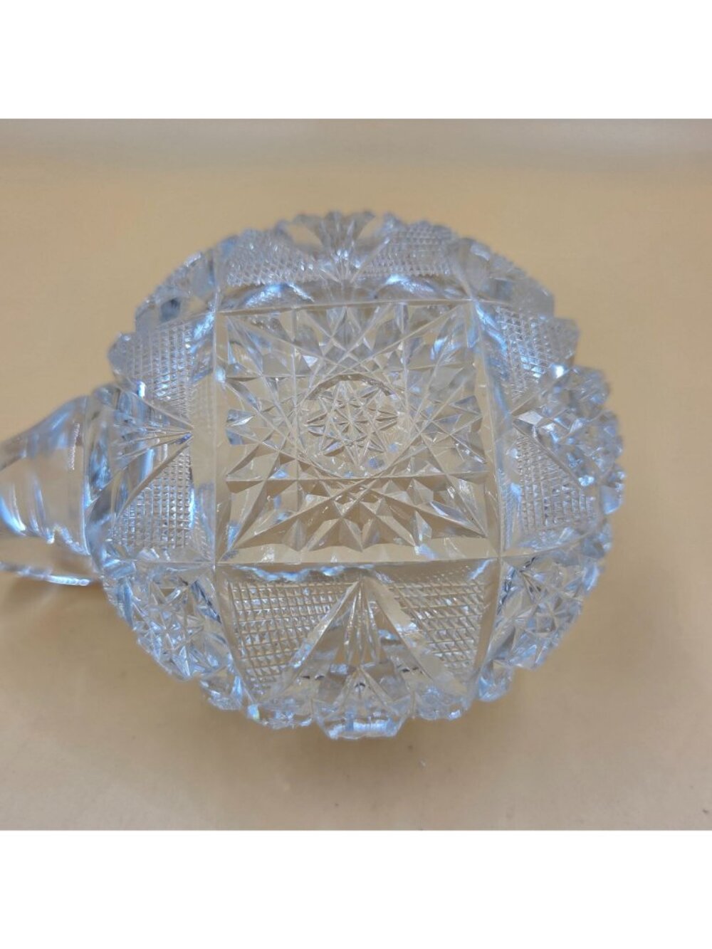 American Brilliant Cut Glass Sugar Creamer Set Hobstar Fan Crosshatch ABP - Picture 12 of 16